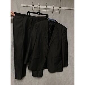 Geoffrey Beene Suit Men 44L Black Striped 2B‎ Career Academia 40.5X29 Pants Luxe